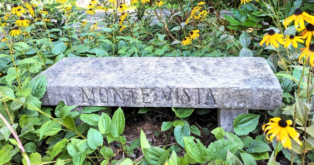 Original Marble Bench place at the original (small) pond, ca. 1950